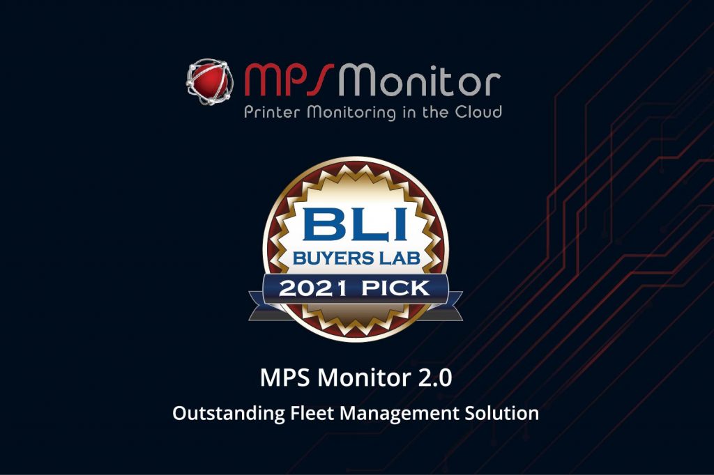 MPS Monitor 2.0 receives the BLI 2021 Pick Award for Outstanding Fleet Management Solution from Keypoint Intelligence